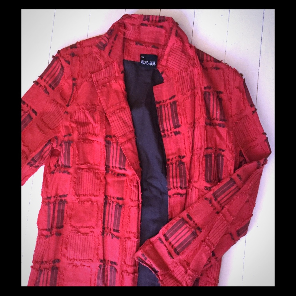 Paris find. Long cotton red coat.